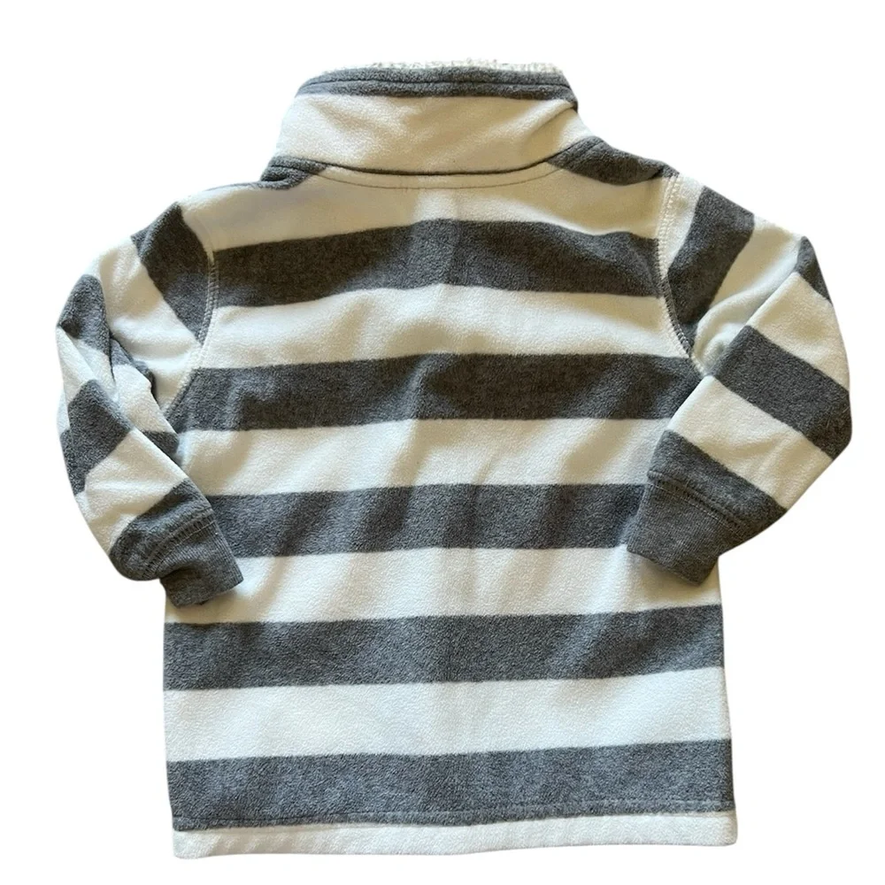 Carter’s Baby Boy Grey and White Striped Pullover Fleece | 12M